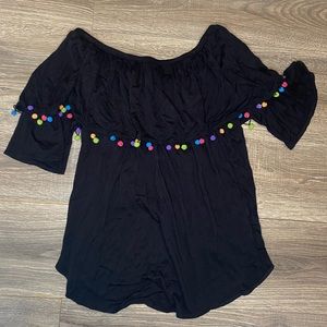 Off The Shoulder Pom Pom Top